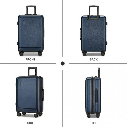 KSK2493 - Kono Durable ABS+PC Hardshell Luggage Set with TSA Lock 360° Spinner Wheels 4-Piece Set 20/24/28 And Vanity Case - Navy