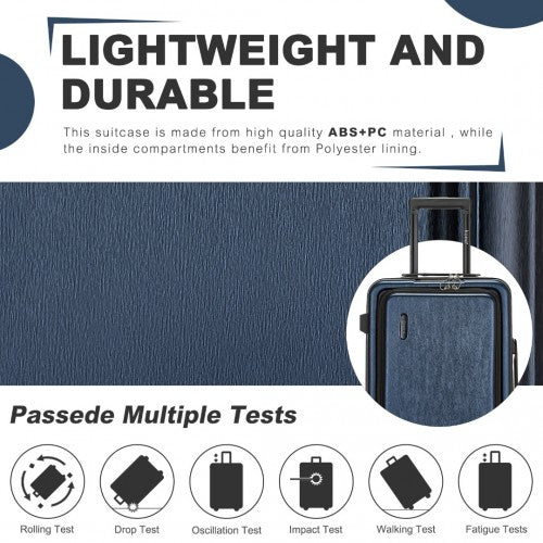 KSK2493 - Kono Durable ABS+PC Hardshell Luggage Set with TSA Lock 360° Spinner Wheels 4-Piece Set 20/24/28 And Vanity Case - Navy