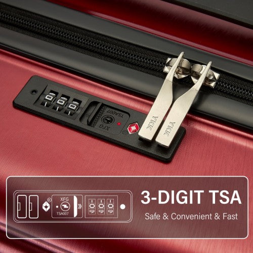 KSK2493 - Kono Durable 28 Inch ABS+PC Hardshell Suitcase with TSA Lock Lightweight Travel Luggage with 360° Spinner Wheels - Burgundy