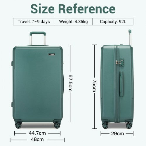 KSK2494 - Kono 28 Inch Minimalist Hard Shell ABS+PC Check-In Suitcase with TSA Lock 360° Spinner Wheels - Military Green | Neil's Luggage Store