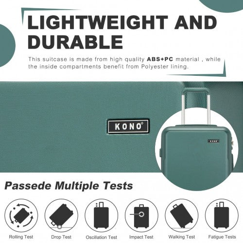 KSK2494 - Kono 28 Inch Minimalist Hard Shell ABS+PC Check-In Suitcase with TSA Lock 360° Spinner Wheels - Military Green | Neil's Luggage Store