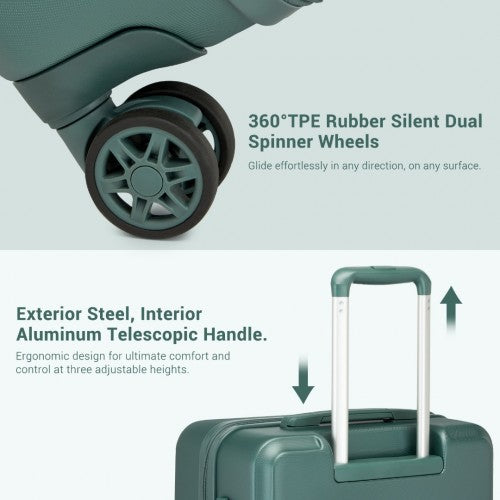 KSK2494 - Kono 28 Inch Minimalist Hard Shell ABS+PC Check-In Suitcase with TSA Lock 360° Spinner Wheels - Military Green | Neil's Luggage Store