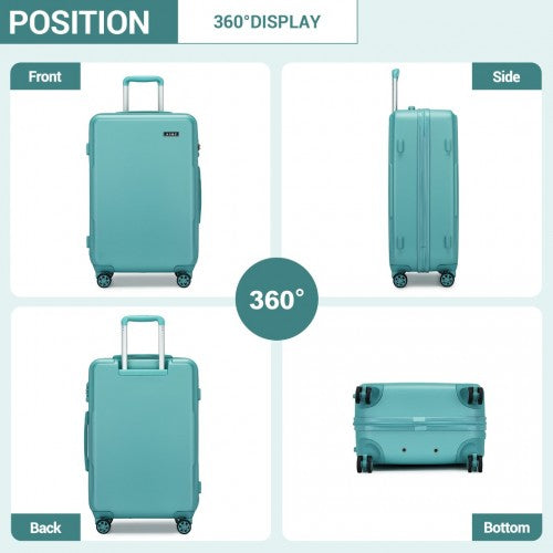 KSK2494 - Kono 3-Piece Minimalist Hard Shell ABS+PC Luggage Set with TSA Lock and 360° Spinner Wheels - Blue