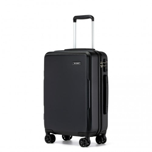 KSK2494 - Kono 20 Inch Cabin Size Minimalist Hard Shell ABS+PC Carry-On Suitcase with TSA Lock 360° Spinner Wheels - Black | Neil's Luggage Store