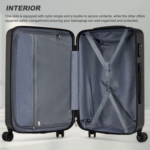KSK2494 - Kono 28 Inch Minimalist Hard Shell ABS+PC Check-In Suitcase with TSA Lock 360° Spinner Wheels - Black | Neil's Luggage Store
