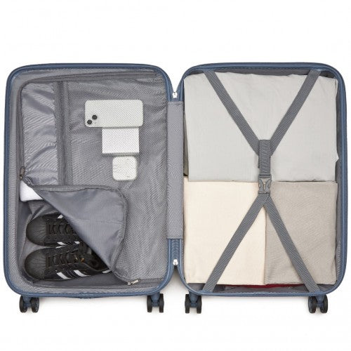KSK2494 - Kono 24 Inch Minimalist Hard Shell ABS+PC Check-In Suitcase with TSA Lock 360° Spinner Wheels - Denim Blue