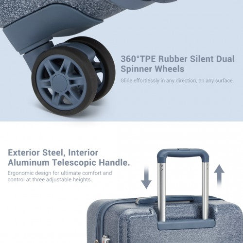 KSK2494 - Kono 24 Inch Minimalist Hard Shell ABS+PC Check-In Suitcase with TSA Lock 360° Spinner Wheels - Denim Blue