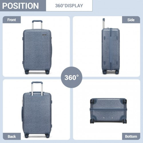 KSK2494 - Kono 28 Inch Minimalist Hard Shell ABS+PC Check-In Suitcase with TSA Lock 360° Spinner Wheels - Denim Blue