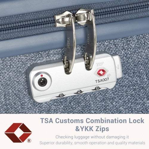 KSK2494 - Kono 28 Inch Minimalist Hard Shell ABS+PC Check-In Suitcase with TSA Lock 360° Spinner Wheels - Denim Blue