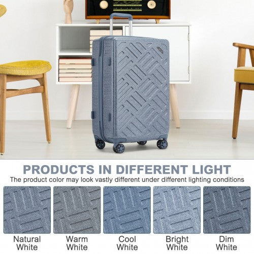 KSS2495 - Supercase 24 Inch Sleek Geometric Pattern Hard Shell ABS+PC Check-In Suitcase with TSA Lock for Effortless Travel - Denim Blue