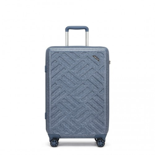 KSS2495 - Supercase 24 Inch Sleek Geometric Pattern Hard Shell ABS+PC Check-In Suitcase with TSA Lock for Effortless Travel - Denim Blue