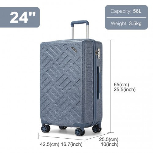 KSS2495 - Supercase 24 Inch Sleek Geometric Pattern Hard Shell ABS+PC Check-In Suitcase with TSA Lock for Effortless Travel - Denim Blue