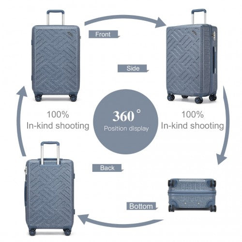 KSS2495 - Supercase 24 Inch Sleek Geometric Pattern Hard Shell ABS+PC Check-In Suitcase with TSA Lock for Effortless Travel - Denim Blue