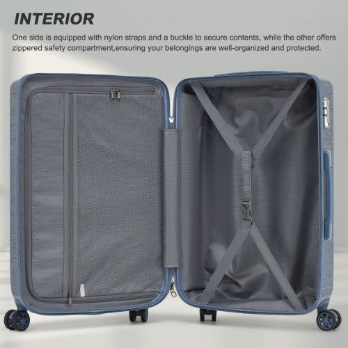 KSS2495 - Supercase 24 Inch Sleek Geometric Pattern Hard Shell ABS+PC Check-In Suitcase with TSA Lock for Effortless Travel - Denim Blue