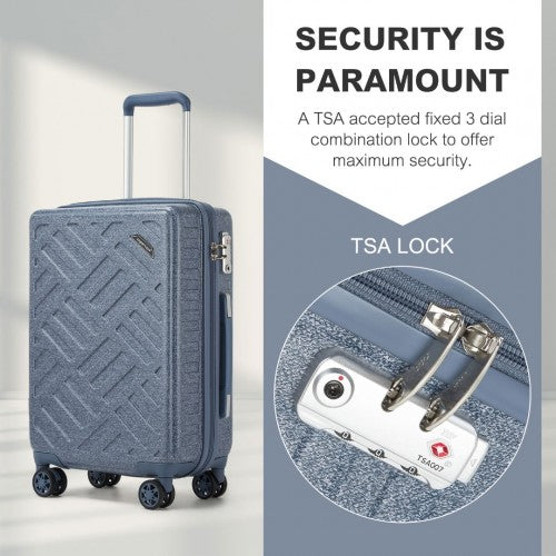 KSS2495 - Supercase 24 Inch Sleek Geometric Pattern Hard Shell ABS+PC Check-In Suitcase with TSA Lock for Effortless Travel - Denim Blue