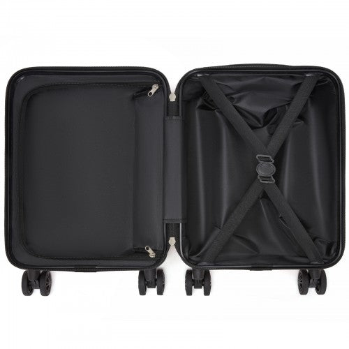 KSK2581 - Kono 15″ Lightweight ABS+PC Hard Shell Cabin Suitcase with Removable Spinner Wheels (45×30×20 cm) - Black