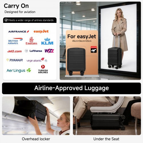 Kono 16 Inch ABS PC Hard Shell Carry On Cabin Suitcase With Spinner Wheels | Neil's Luggage Store