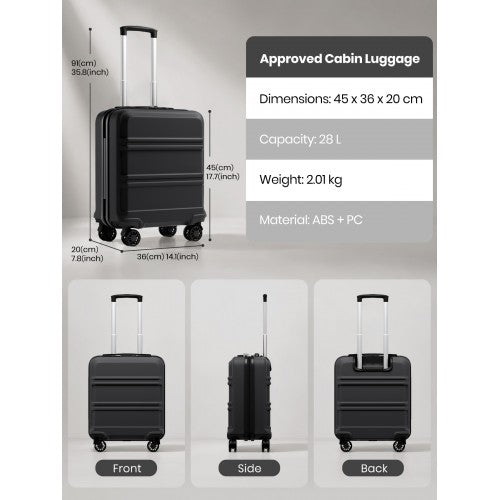Kono 16 Inch ABS PC Hard Shell Carry On Cabin Suitcase With Spinner Wheels | Neil's Luggage Store