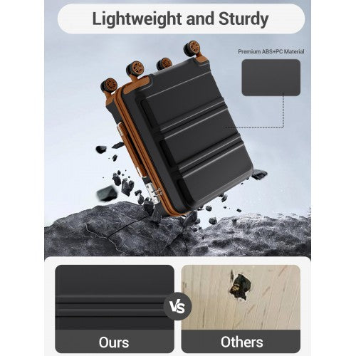 KSK2581 - Kono 28 Inch Large Capacity ABS+PC Hard Shell Suitcase, TSA Lock YKK Zipper 360° Silent Spinner Wheels Luggage - Black And Brown | Neil's Luggage Store