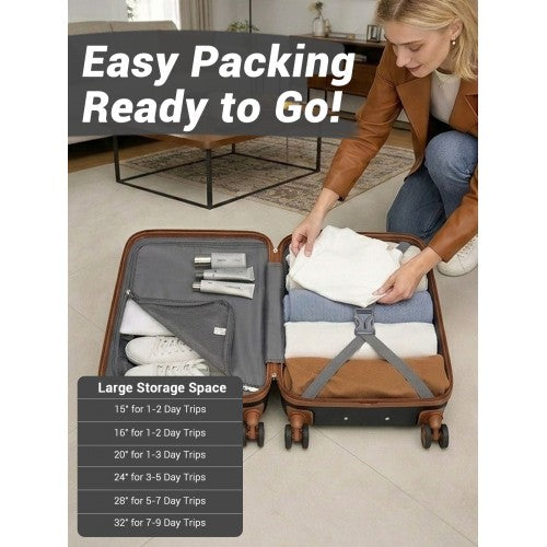 KSK2581 - Kono 28 Inch Large Capacity ABS+PC Hard Shell Suitcase, TSA Lock YKK Zipper 360° Silent Spinner Wheels Luggage - Black And Brown | Neil's Luggage Store
