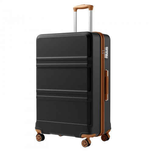 KSK2581 - Kono 28 Inch Large Capacity ABS+PC Hard Shell Suitcase, TSA Lock YKK Zipper 360° Silent Spinner Wheels Luggage - Black And Brown | Neil's Luggage Store