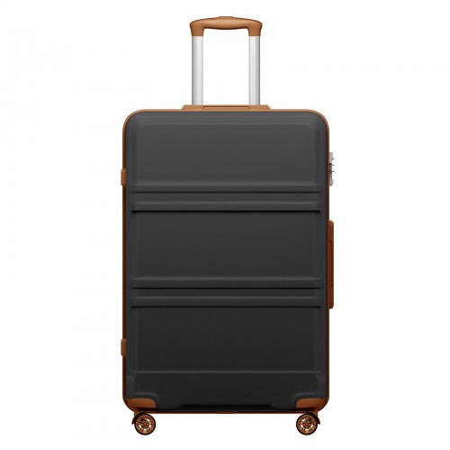 KSK2581 - Kono 28 Inch Large Capacity ABS+PC Hard Shell Suitcase, TSA Lock YKK Zipper 360° Silent Spinner Wheels Luggage - Black And Brown | Neil's Luggage Store