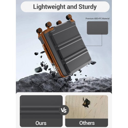 KSK2581 - Kono 28 Inch Large Capacity ABS+PC Hard Shell Suitcase, TSA Lock YKK Zipper 360° Silent Spinner Wheels Luggage - Grey And Brown | Neil's Luggage Store