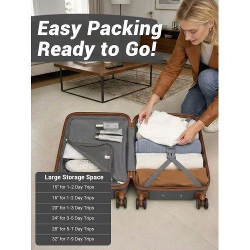 KSK2581 - Kono 28 Inch Large Capacity ABS+PC Hard Shell Suitcase, TSA Lock YKK Zipper 360° Silent Spinner Wheels Luggage - Grey And Brown | Neil's Luggage Store