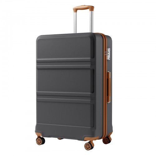 KSK2581 - Kono 28 Inch Large Capacity ABS+PC Hard Shell Suitcase, TSA Lock YKK Zipper 360° Silent Spinner Wheels Luggage - Grey And Brown | Neil's Luggage Store