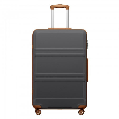 KSK2581 - Kono 28 Inch Large Capacity ABS+PC Hard Shell Suitcase, TSA Lock YKK Zipper 360° Silent Spinner Wheels Luggage - Grey And Brown | Neil's Luggage Store