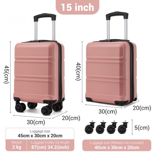 KSK2581 - Kono 15″ Lightweight ABS+PC Hard Shell Cabin Suitcase with Removable Spinner Wheels (45×30×20 cm) - Nude