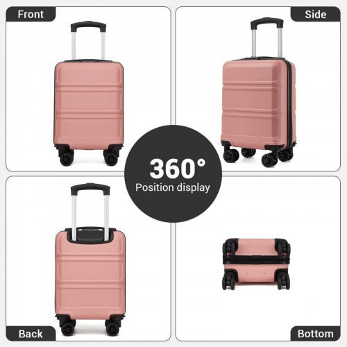 KSK2581 - Kono 15″ Lightweight ABS+PC Hard Shell Cabin Suitcase with Removable Spinner Wheels (45×30×20 cm) - Nude