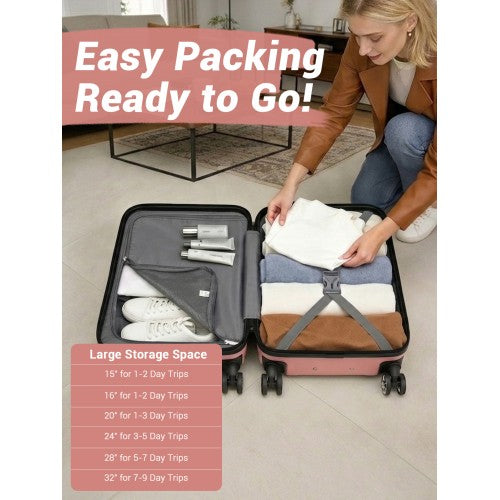 KSK2581 - Kono 28 Inch Large Capacity ABS+PC Hard Shell Suitcase, TSA Lock YKK Zipper 360° Silent Spinner Wheels Luggage - Nude And Black | Neil's Luggage Store