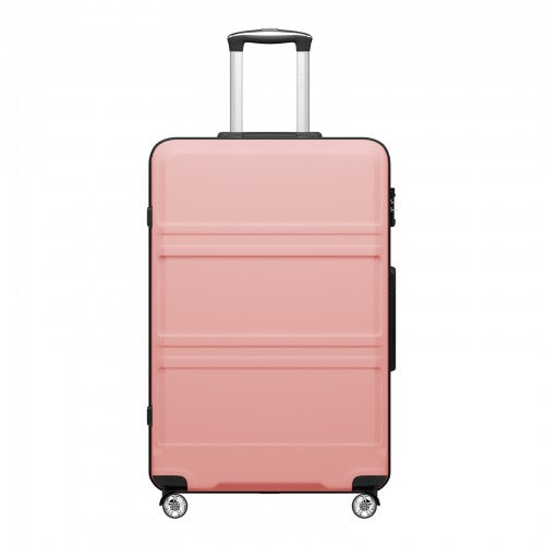 KSK2581 - Kono 28 Inch Large Capacity ABS+PC Hard Shell Suitcase, TSA Lock YKK Zipper 360° Silent Spinner Wheels Luggage - Nude And Black | Neil's Luggage Store