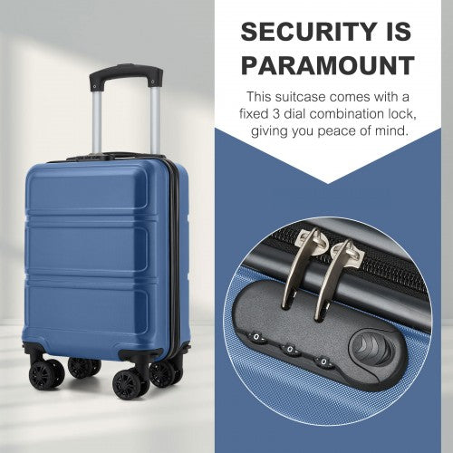 KSK2581 - Kono 15″ Lightweight ABS+PC Hard Shell Cabin Suitcase with Removable Spinner Wheels (45×30×20 cm) - Navy