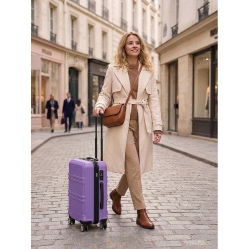 KSK2581 - Kono 28 Inch Large Capacity ABS+PC Hard Shell Suitcase, TSA Lock YKK Zipper 360° Silent Spinner Wheels Luggage - Purple And Black | Neil's Luggage Store