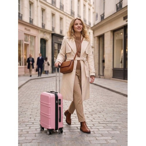 KSK2581 - Kono 28 Inch Large Capacity ABS+PC Hard Shell Suitcase, TSA Lock YKK Zipper 360° Silent Spinner Wheels Luggage - Pink And Black | Neil's Luggage Store