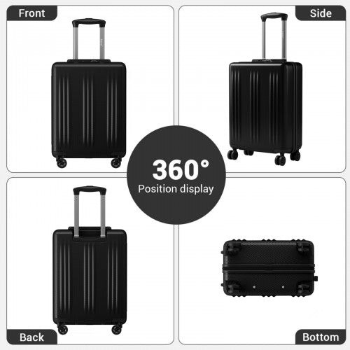 KSK2583 - Kono Premium ABS+PC 20 Inch Hard Shell Cabin Suitcase with TSA Lock and Smooth 360° Silent Spinner Wheels - Black | Neil's Luggage Store
