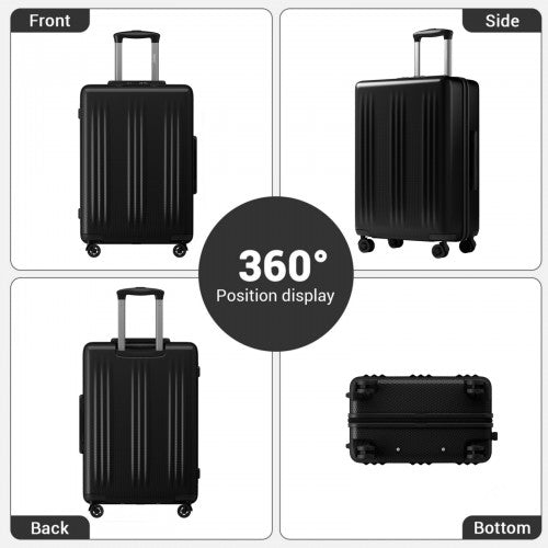 KSK2583 - Kono Premium ABS+PC 24 Inch Hard Shell Medium Check-In Luggage with TSA Lock & 360° Silent Spinner Wheels - Black | Neil's Luggage Store