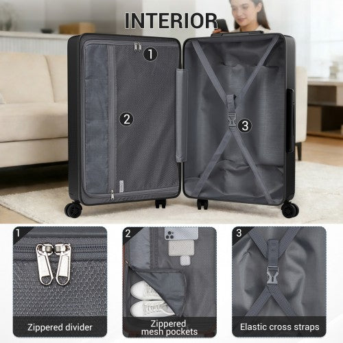 KSK2583 - Kono Premium ABS+PC 28 Inch Hard Shell Large Travel Suitcase for Long Haul Travel with TSA Lock - Black | Neil's Luggage Store