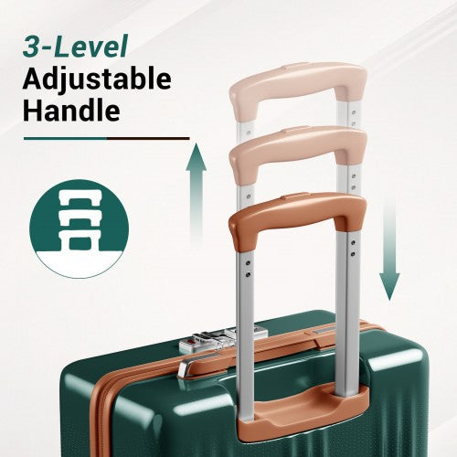 KSK2583 - Kono Premium ABS+PC 24 Inch Hard Shell Medium Check-In Luggage with TSA Lock & 360° Silent Spinner Wheels - Green and Brown | Neil's Luggage Store
