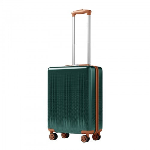KSK2583 - Kono Premium ABS+PC 20 Inch Hard Shell Cabin Suitcase with TSA Lock and Smooth 360° Silent Spinner Wheels - Green and Brown | Neil's Luggage Store