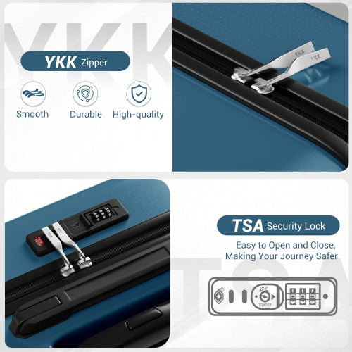 KSK2583 - Kono Premium ABS+PC 3-Piece Hard Shell Luggage Set with TSA Lock & 360° Silent Spinner Wheels - Navy | Neil's Luggage Store