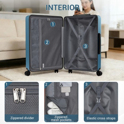 KSK2583 - Kono Premium ABS+PC 3-Piece Hard Shell Luggage Set with TSA Lock & 360° Silent Spinner Wheels - Navy | Neil's Luggage Store