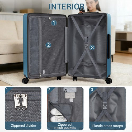KSK2583 - Kono Premium ABS+PC 28 Inch Hard Shell Large Travel Suitcase for Long Haul Travel with TSA Lock - Navy | Neil's Luggage Store