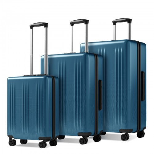 KSK2583 - Kono Premium ABS+PC 3-Piece Hard Shell Luggage Set with TSA Lock & 360° Silent Spinner Wheels - Navy | Neil's Luggage Store