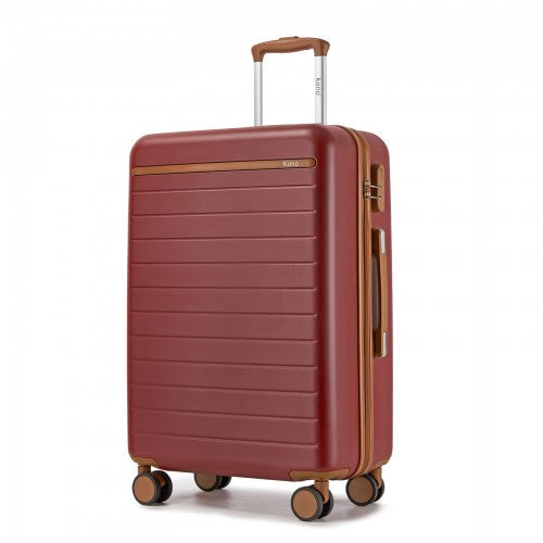 Kono Scratch Resistant 24 Inch Hard Shell Suitcase With Spinner Wheels Burgundy | Neil's Luggage Store