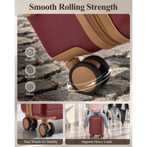 Kono Scratch Resistant 24 Inch Hard Shell Suitcase With Spinner Wheels Burgundy | Neil's Luggage Store