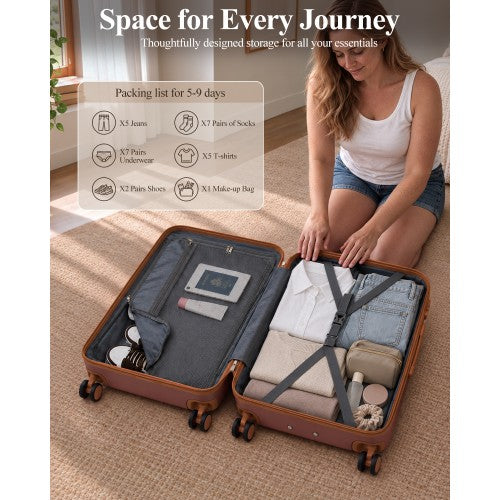 Kono Scratch Resistant 24 Inch Hard Shell Suitcase With Spinner Wheels Burgundy | Neil's Luggage Store