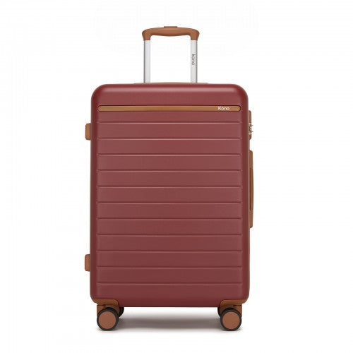 Kono Scratch Resistant 24 Inch Hard Shell Suitcase With Spinner Wheels Burgundy | Neil's Luggage Store